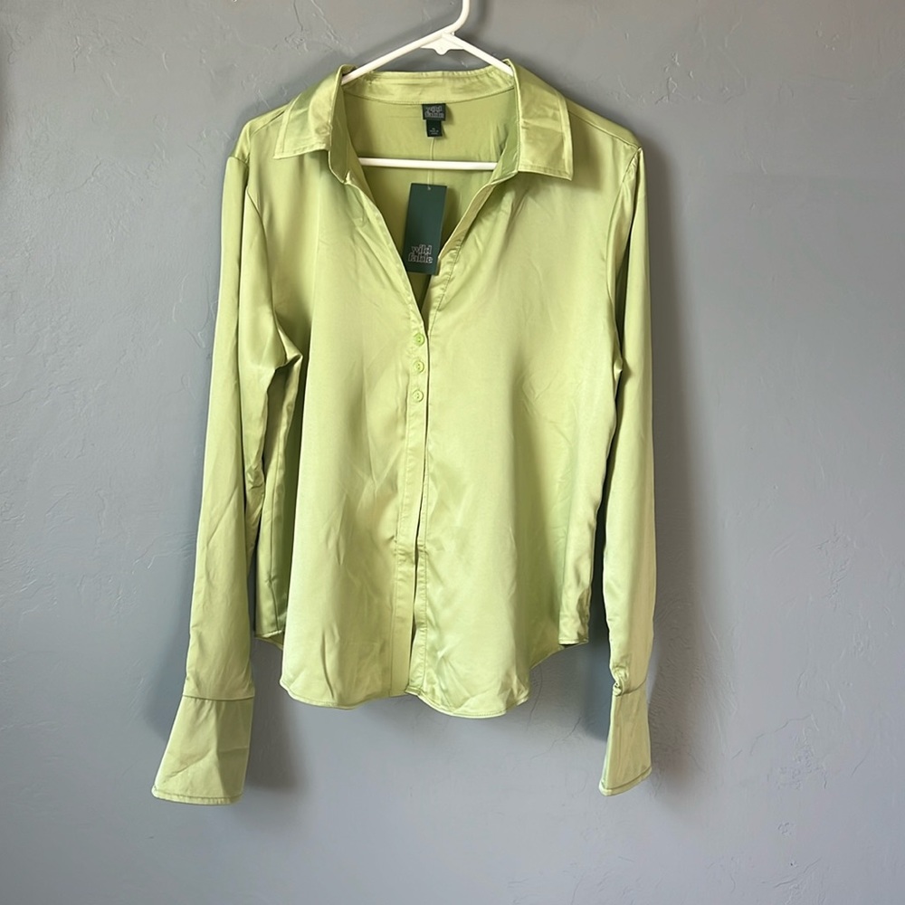 WILD FABLE Satin Button Down